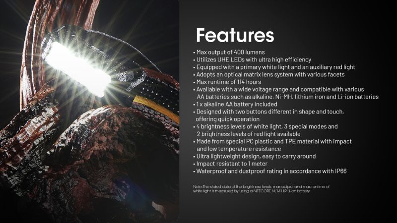 NITECORE Čelovka HA15 UHE s akumulátorom NL1411R - yellow / black (NC-HA15R)