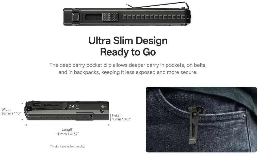 NITECORE Svietidlo EDC15 Ultratenké EDC svietidlo s UV 1200 lm (NC-EDC15)