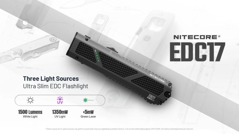 NITECORE Svietidlo EDC17 UltraSlim s UV a laserom - black (NC-EDC17)