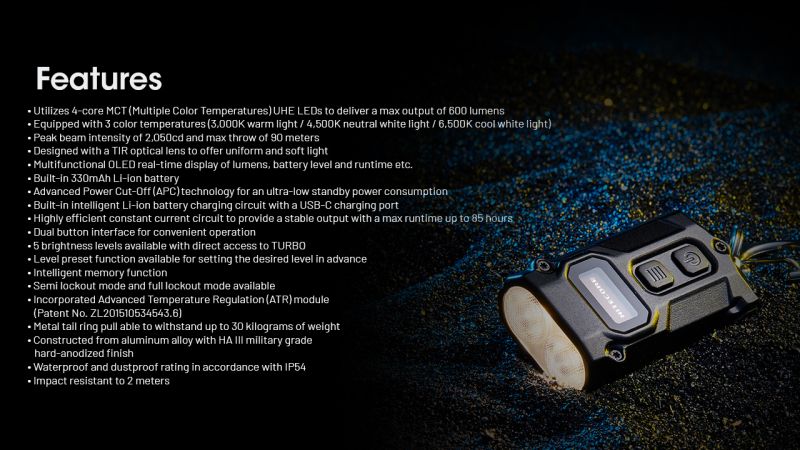 NITECORE Svietidlo TINI 3 - black (NC-TINI-3-bk)