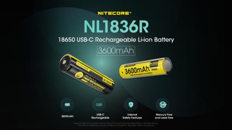NITECORE Li-Ion akumulátor 18650 3600 mAh - USB-C nabíjateľný (NCxb-NL1836R)