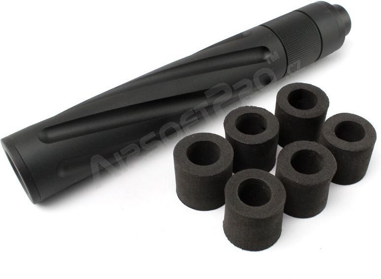 SLONG AIRSOFT Kovový tlmič 170 x 27mm v.2 - čierny