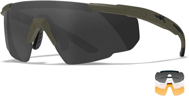 WILEY X Ochranné okuliare SABER ADVANCED - šedé + číre + oranžové sklá / matný zelený rám