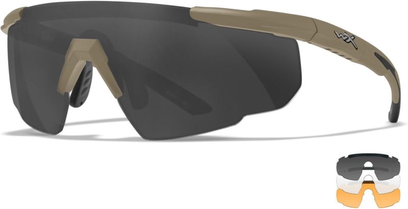 WILEY X Ochranné okuliare SABER ADVANCED - šedé + číre + oranžové sklá / matný pieskový rám