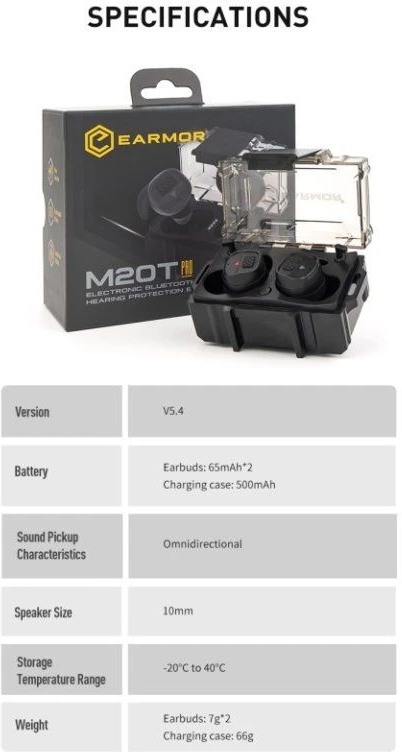 EARMOR Zátkové chrániče sluchu M20T PRO BT elektronické - foliage green (M20TPRO-FG)