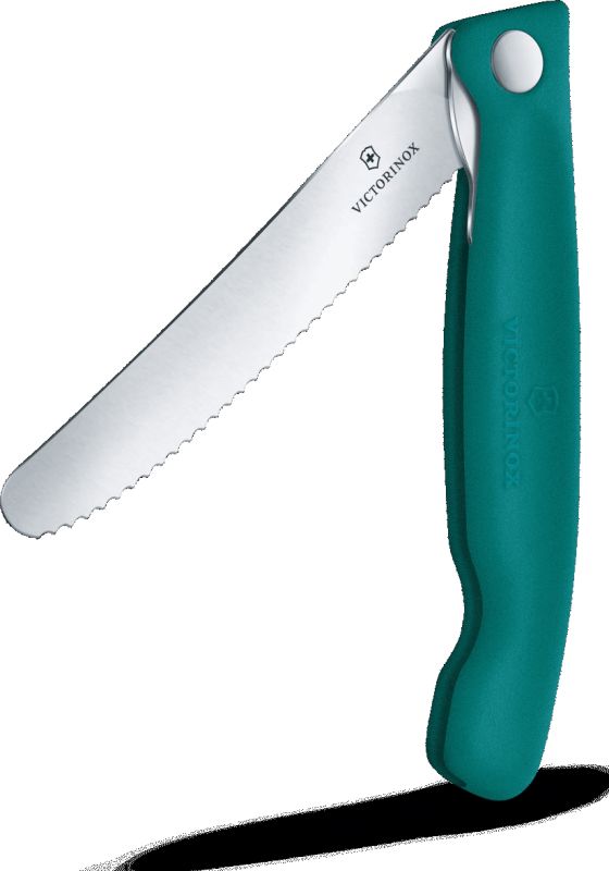 VICTORINOX Nôž SwissClassic na ovocie a zeleninu 11cm zúbkovaný, zatvárací - kale green (6.7834.FC1)