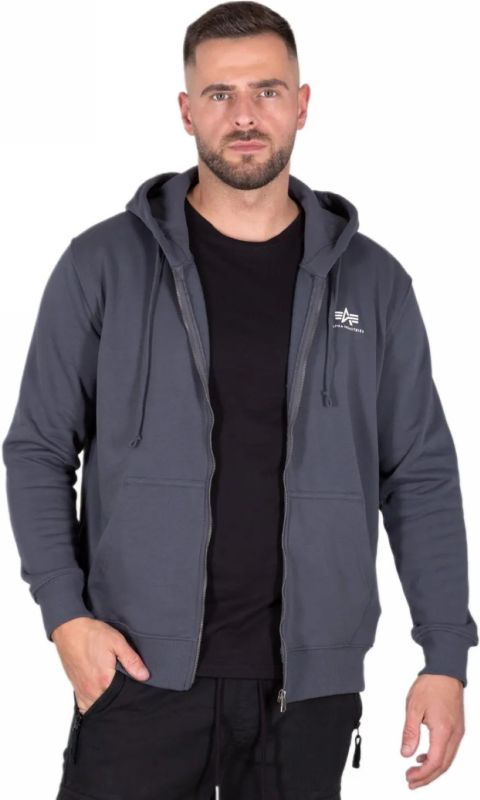 ALPHA INDUSTRIES Mikina Basic Zip Hoody - greyblack (118342/136)