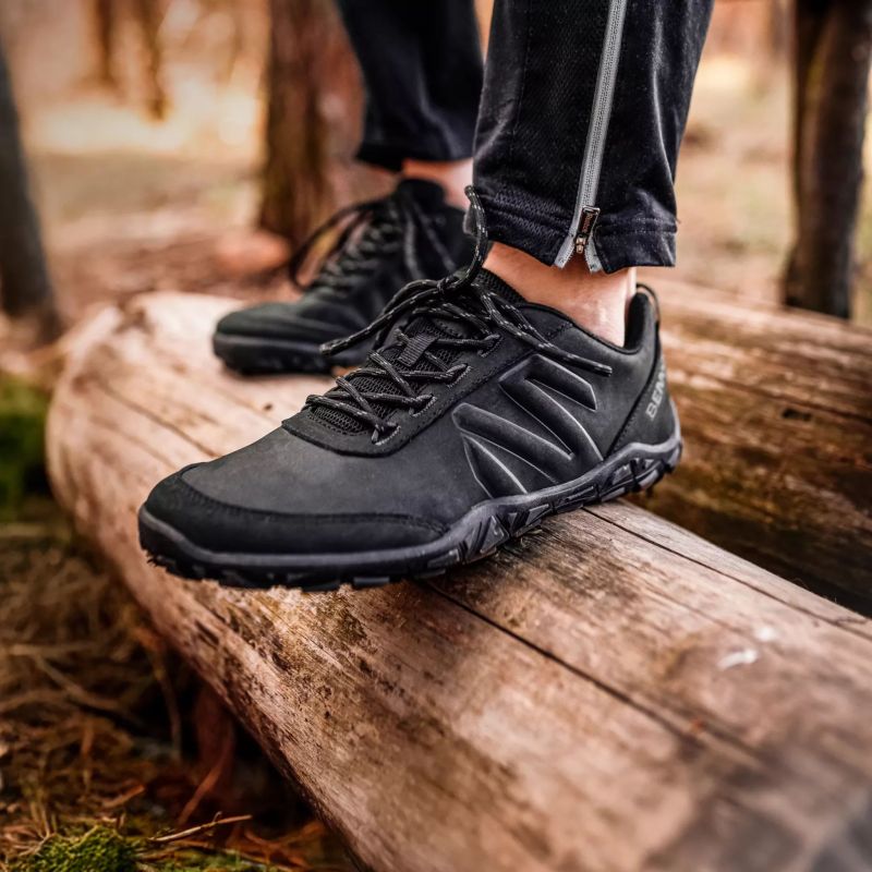 BENNON Poltopánky Barefoot Leather - graphite black (1038060065)