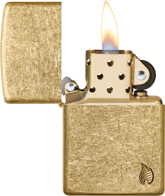 ZIPPO Zapaľovač ARMOR TUMBLED BRASS FLAME (23008)