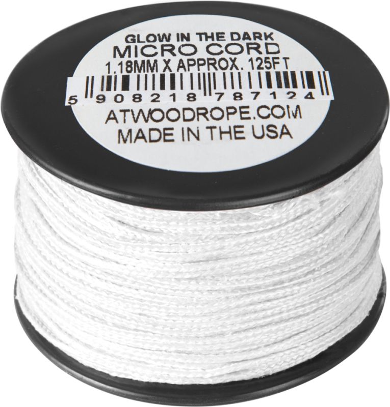 ATWOOD ROPE MFG Micro Cord Uber Glow 1.18mm x 125ft - biely (CD-MG1-NL-20)