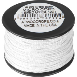 ATWOOD ROPE MFG Micro Cord Uber Glow 1.18mm x 125ft - white (CD-MG1-NL-20)