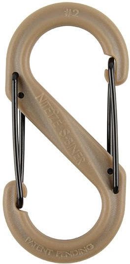 NITE IZE Karabína S-Biner #2 Plastic Black Gate, 1ks - coyote (SBP2-03-28BG)