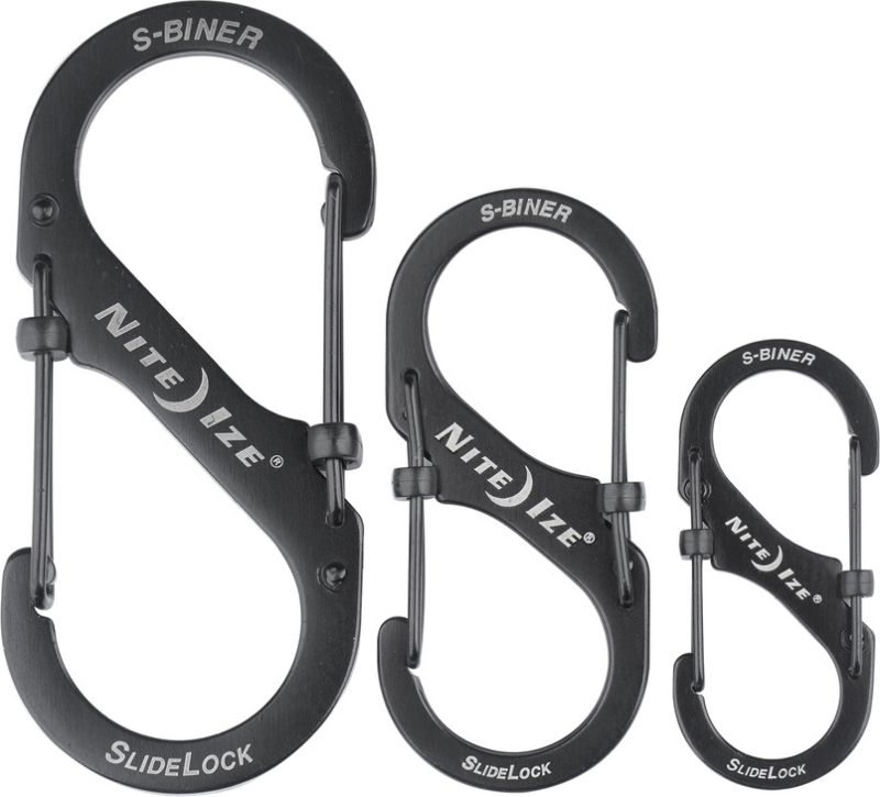 NITE IZE Karabína S-Biner #2, #3, #4 SlideLock - black, set 3ks (LSBC-01-R6)