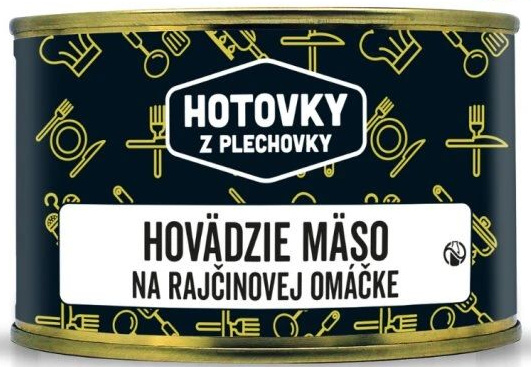 HOTOVKY Z PLECHOVKY Hovädzie mäso na rajčinovej omáčke 400g