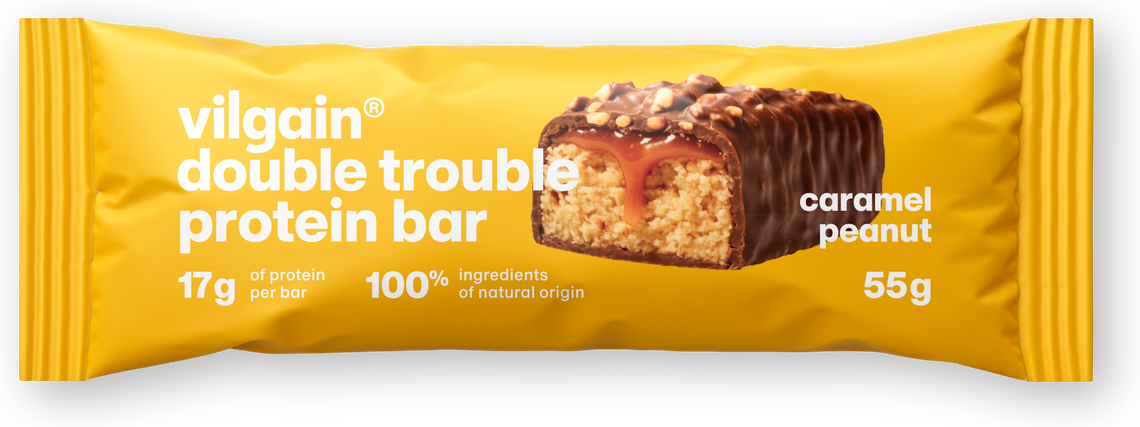 VILGAIN Tyčinka Double Trouble Protein Bar arašidy / slaný karamel 55g