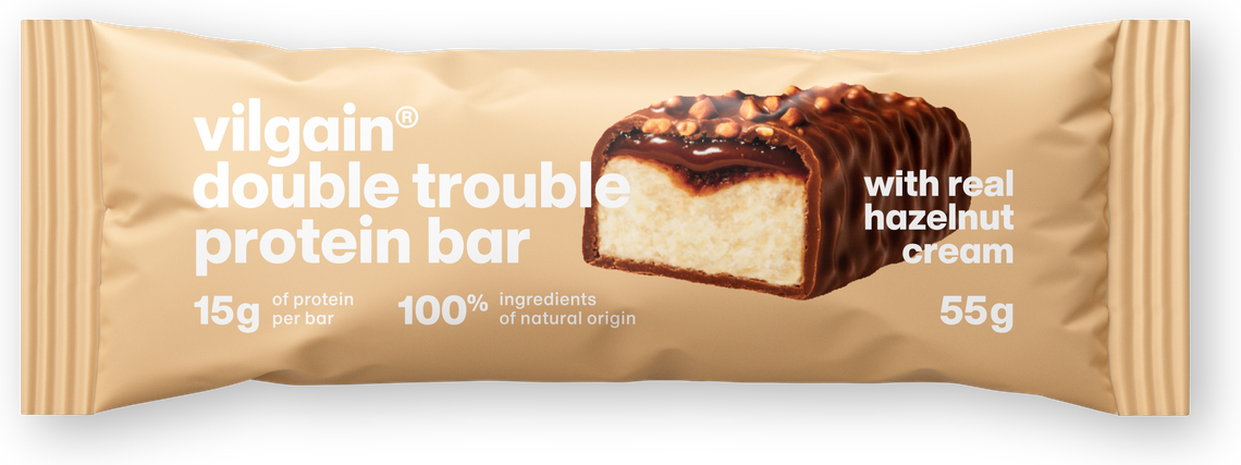 VILGAIN Tyčinka Double Trouble Protein Bar lieskovoorieškový krém 55g