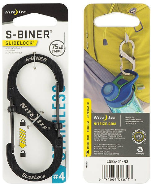 NITE IZE Karabína S-Biner #4 SlideLock - black (LSB4-01-R3)
