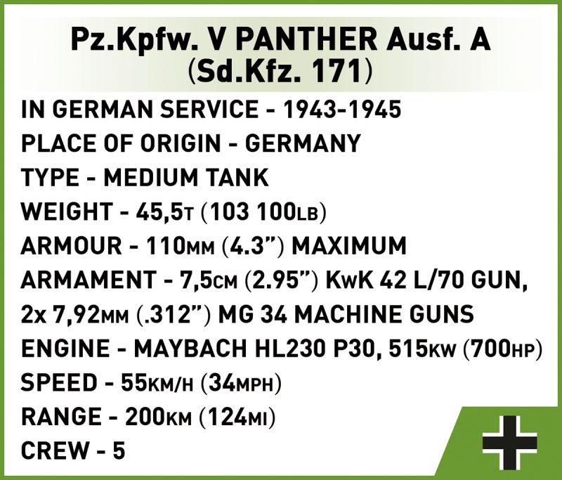 COBI Stavebnica HC WW2 Pz.Kpfw. V Panther Ausf. A (COBI-2654)