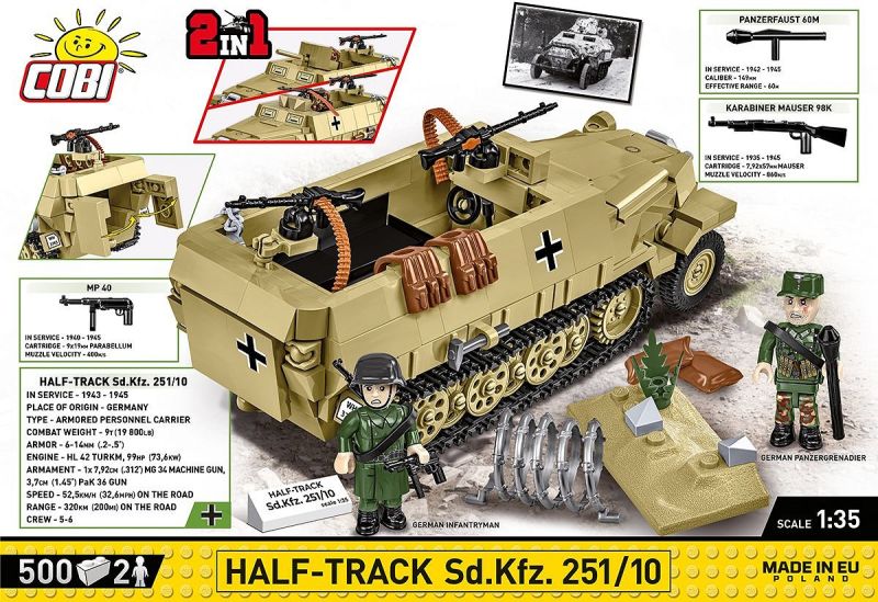 COBI Stavebnica HC WW2 Half-Track Sd.Kfz. 251/10 (COBI-3130)