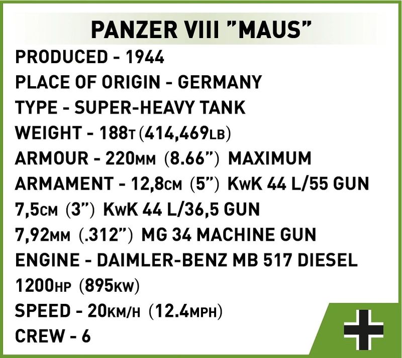 COBI Stavebnica HC WW2 Panzer VIII Maus (COBI-3138)