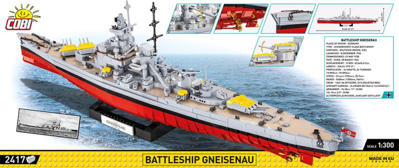 COBI Stavebnica HC WW2 Battleship Gneisenau (COBI-4835)