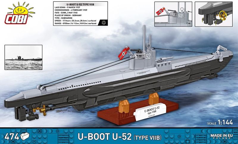COBI Stavebnica HC WW2 U-Boot U-52 (Type VIIB) (COBI-4852)
