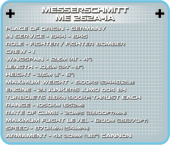 COBI Stavebnica WW2 Messerschmitt ME 262A-1A (COBI-5721)