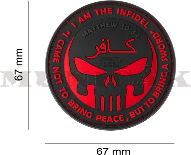 JTG 3D PVC Nášivka/Patch The Infidel Punisher - čierna / červená