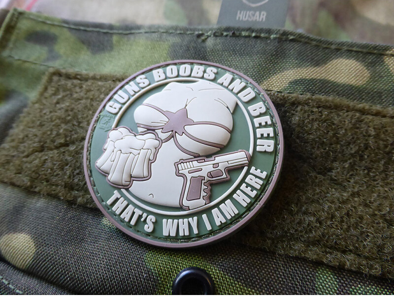 JTG 3D PVC Nášivka/Patch Guns Boobs and Beer - dark green / khaki