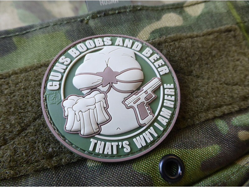 JTG 3D PVC Nášivka/Patch Guns Boobs and Beer - dark green / khaki