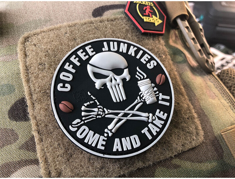 JTG 3D PVC Nášivka/Patch Coffee Junkies - black / white