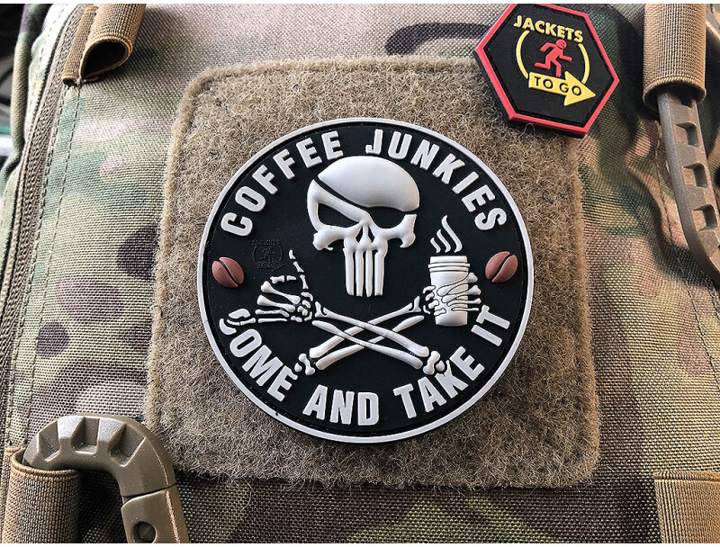 JTG 3D PVC Nášivka/Patch Coffee Junkies - black / white