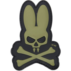 3D PVC Nášivka/Patch Skull bunny - zelená
