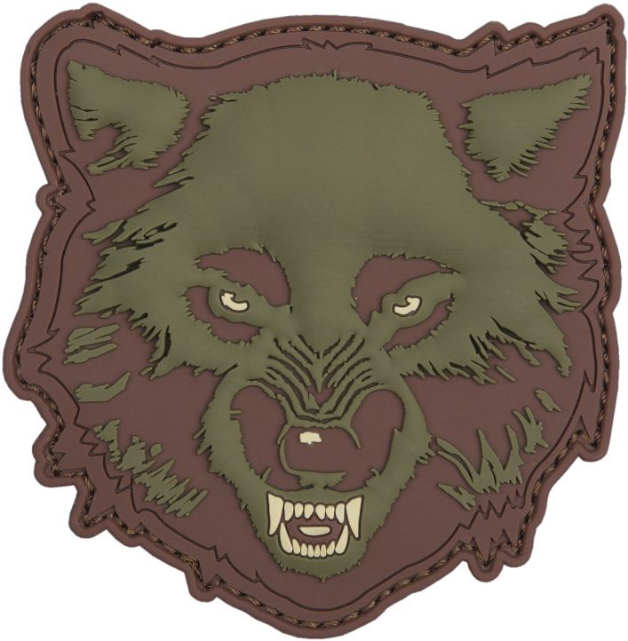 3D PVC Nášivka/Patch Wolf - zelená