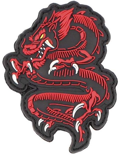 3D PVC Nášivka/Patch Dragon - červená