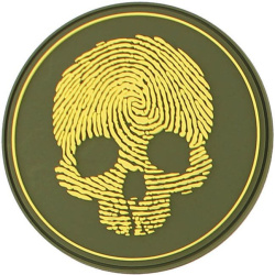 3D PVC Nášivka/Patch Fingerprint skull - žltá