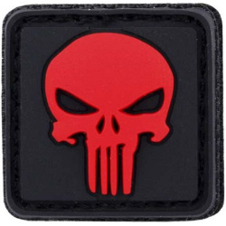 3D PVC Nášivka/Patch Punisher - červená/čierna
