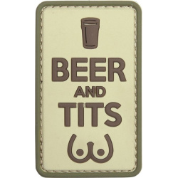 3D PVC Nášivka/Patch Beer and Tits - hnedá