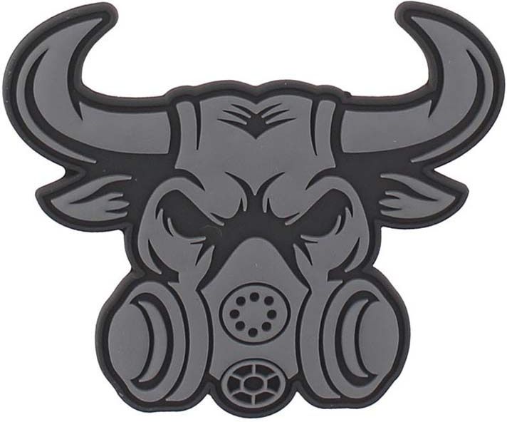 3D PVC Nášivka/Patch Gasmask Bull - šedá