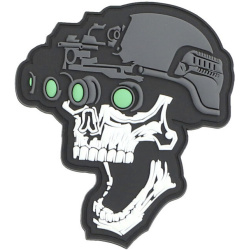 3D PVC Nášivka/Patch Night vision skull - biela