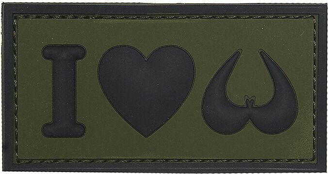 3D PVC Nášivka/Patch I love boobies - zelená