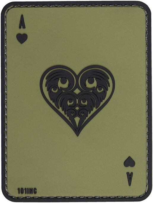 3D PVC Nášivka/Patch Ace of hearts - green/black