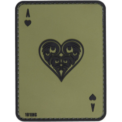 3D PVC Nášivka/Patch Ace of hearts - green/black