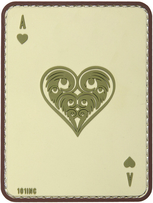 3D PVC Nášivka/Patch Ace of hearts - sand/coyote