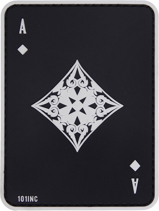 3D PVC Nášivka/Patch Ace of diamonds - black/white