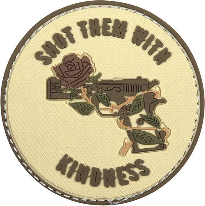 3D PVC Nášivka/Patch Shot them with kindness - sand/coyote