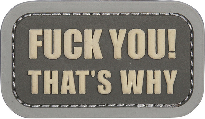 3D PVC Nášivka/Patch Fuck you that's why - grey