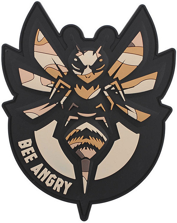 3D PVC Nášivka/Patch Bee Angry - black/desert camo