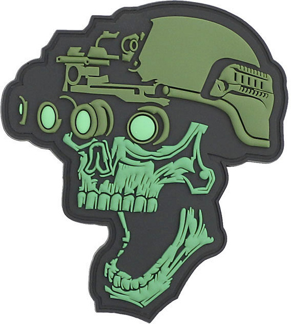3D PVC Nášivka/Patch Night vision skull - green