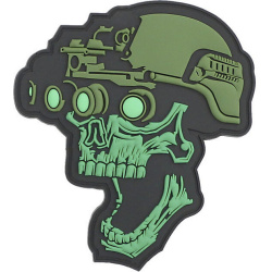 3D PVC Nášivka/Patch Night vision skull - green